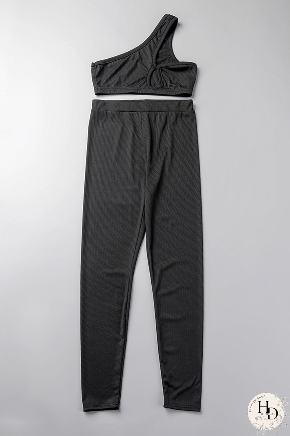 Black Sportswear Solid Patchwork Oblique Collar Sleeveless Two Pieces