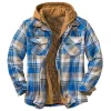 Men's Jacket Plaid Flannel Hoodie Thicken Coat Plus Size Jacket