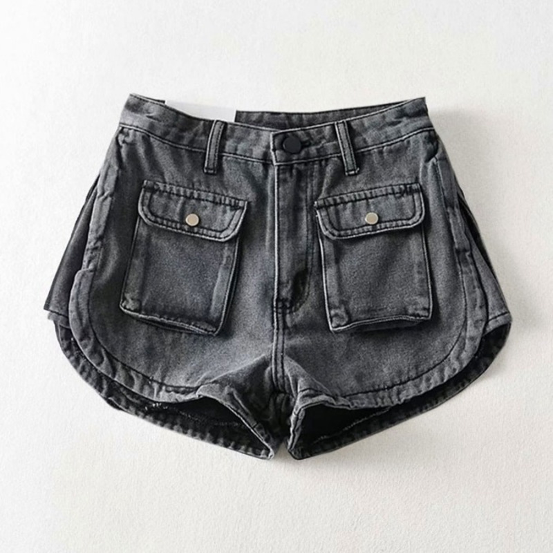 Winzsparks Women's Denim Shorts Workwear Style Summer New Ins Loose Slimming Wide Leg A-line Pants Pocket Denim Hot Pants