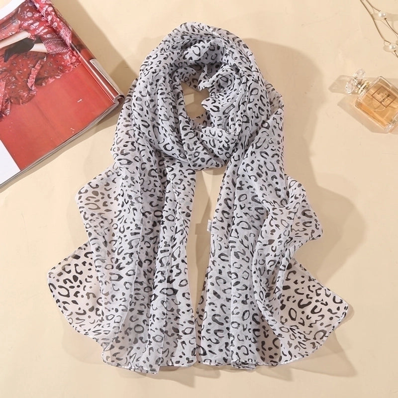 Sand Scarf Summer Small Scarf Dual-use Korean Style Small Scarf Classic Leopard Chiffon Scarf Women Thin Shawl