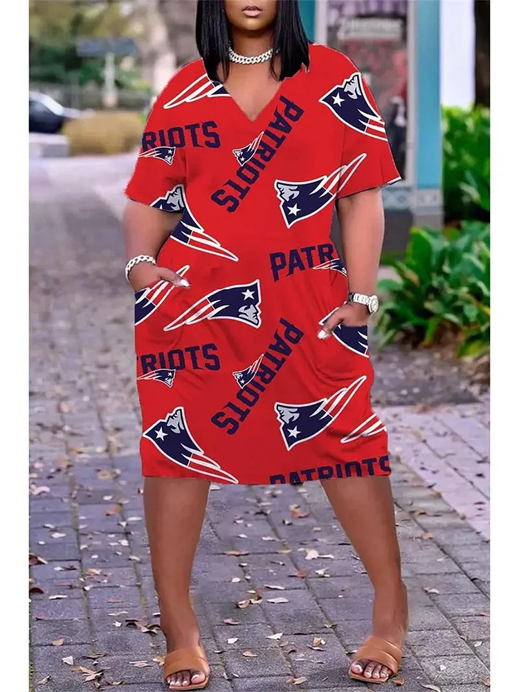 New England Patriots
Limited Edition V-neck Casual Pocket Dress