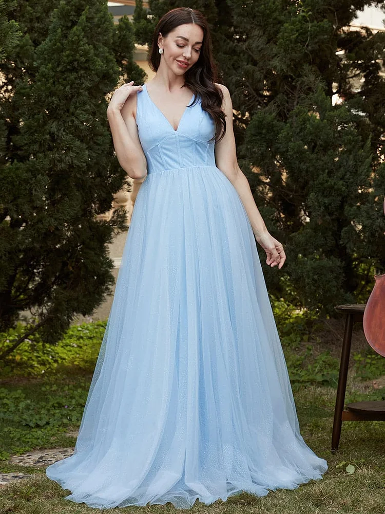 Off shoulder A-line Tulle Prom Dress XJ2802