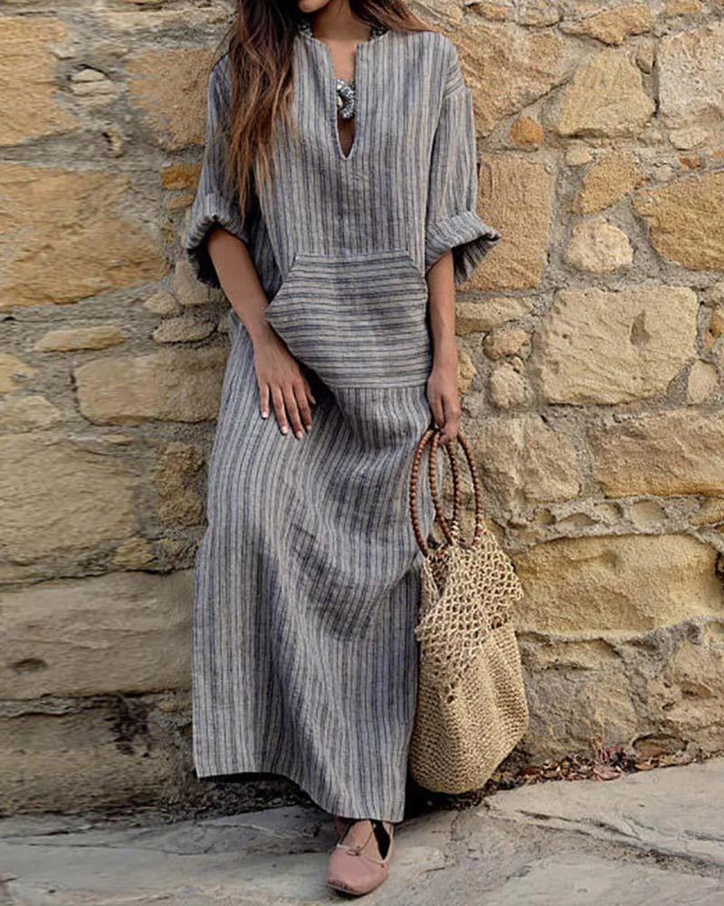 Casual Loose Striped Maxi Dress