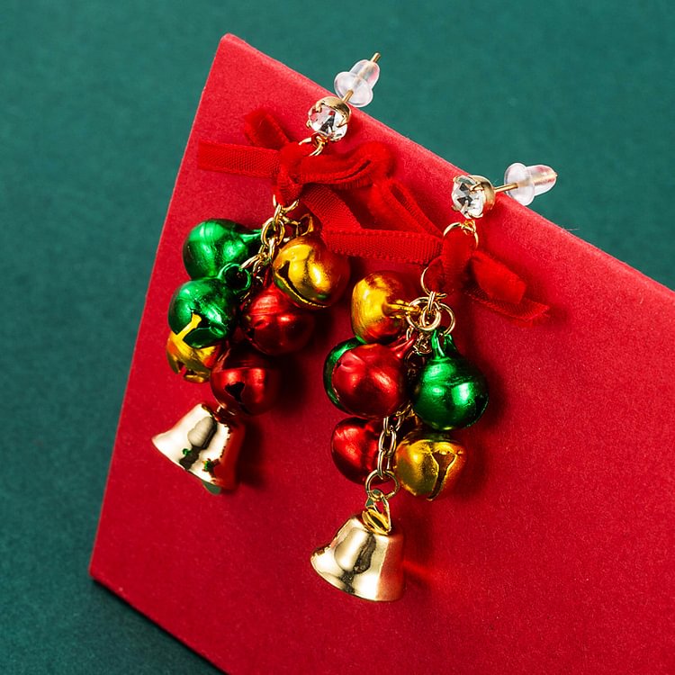 Christmas Series Christmas Cane Bell Tassel Earrings-luchamp:luchamp