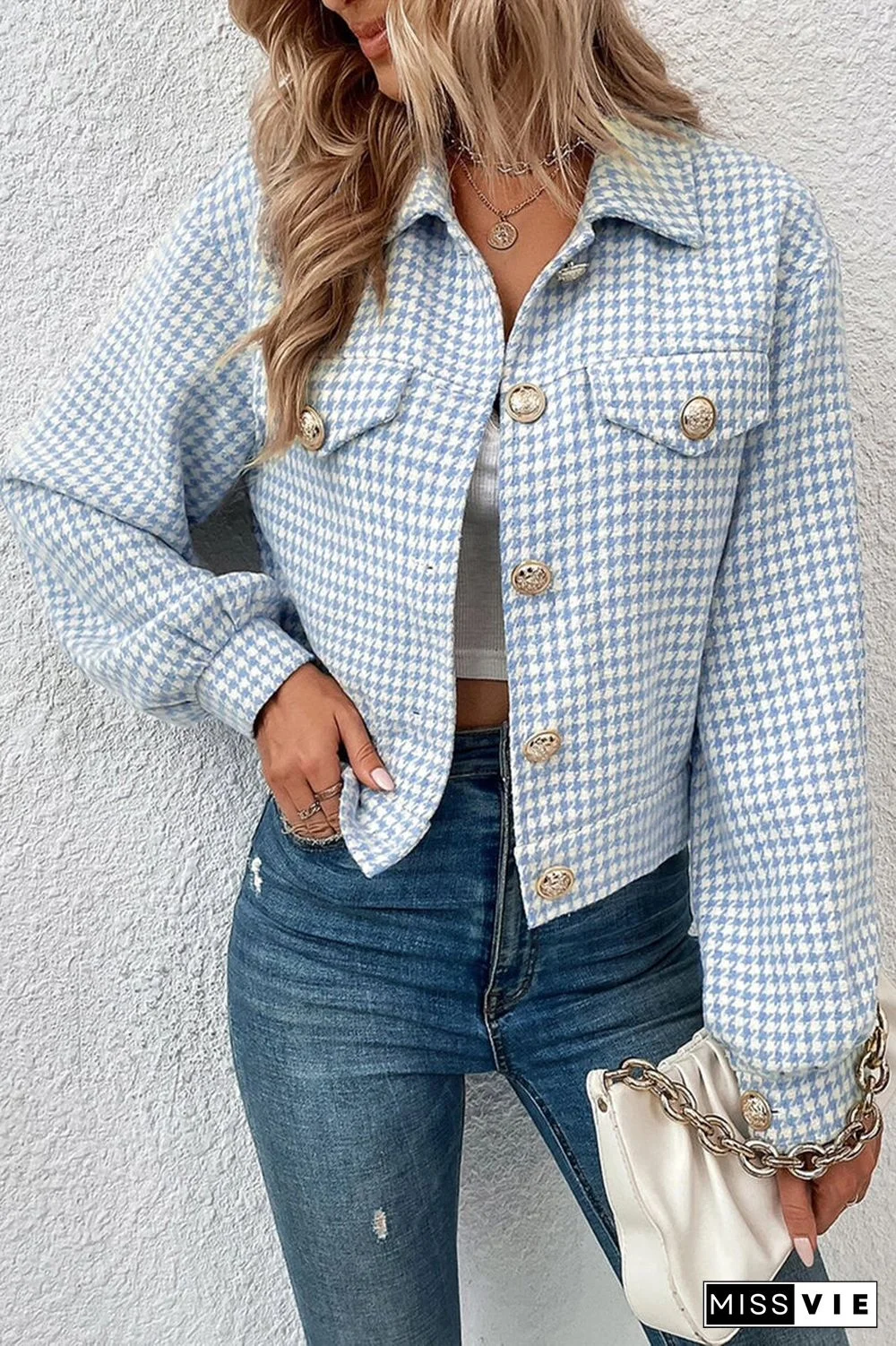 Casual Plaid Buttons Turndown Collar Outerwear