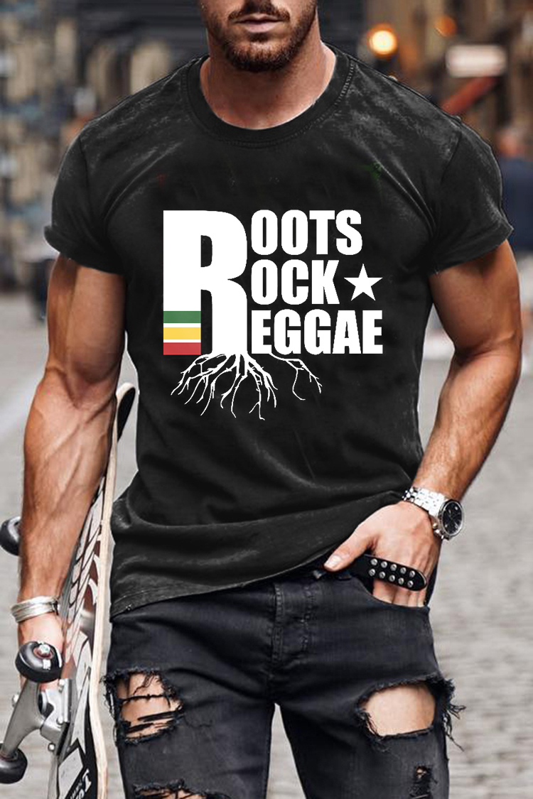 Roots Rock Reggae Print Men's Short Sleeve T-Shirt wearshes