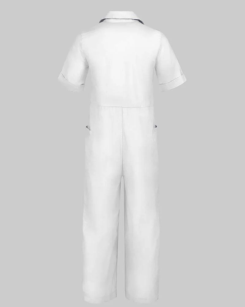 Casual jumpsuit with pockets and buttons