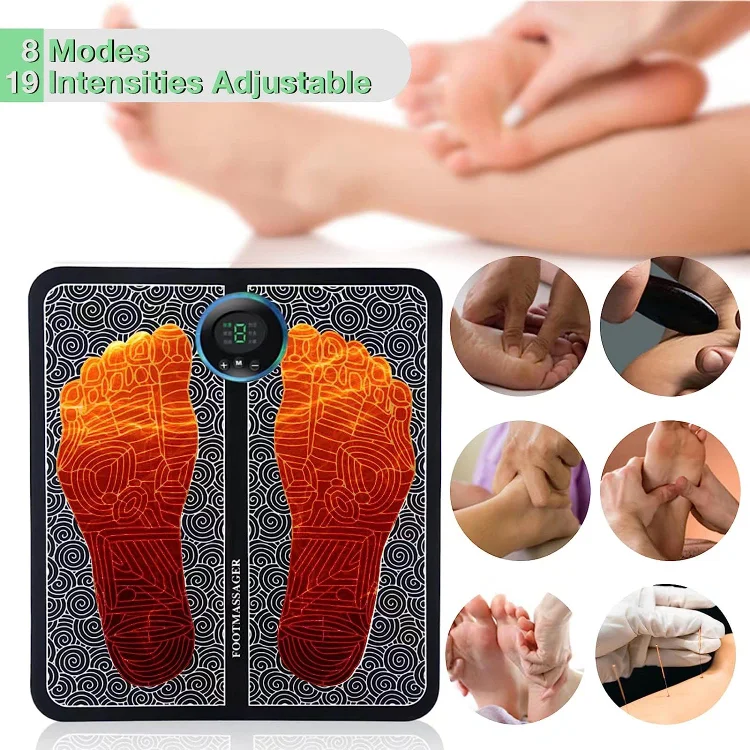 Electric EMS Foot Massager Pad Relax Feet Acupoints Massage Mat Shock  Muscle Stimulation Rechargeable And Massager