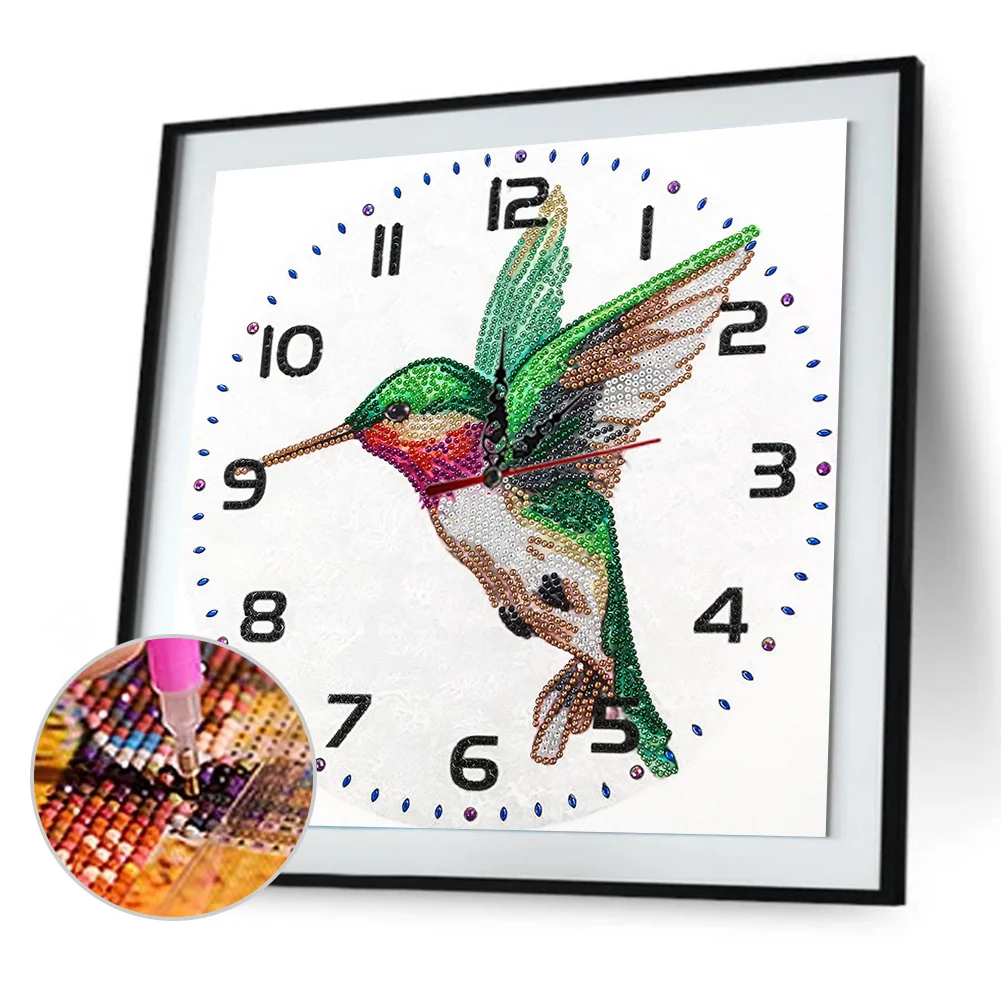 DIY Crystal Rhinestone Diamond Painting Bird Clock