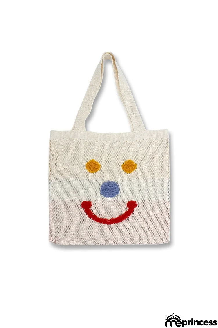 Smiley Knitted Tote Bag