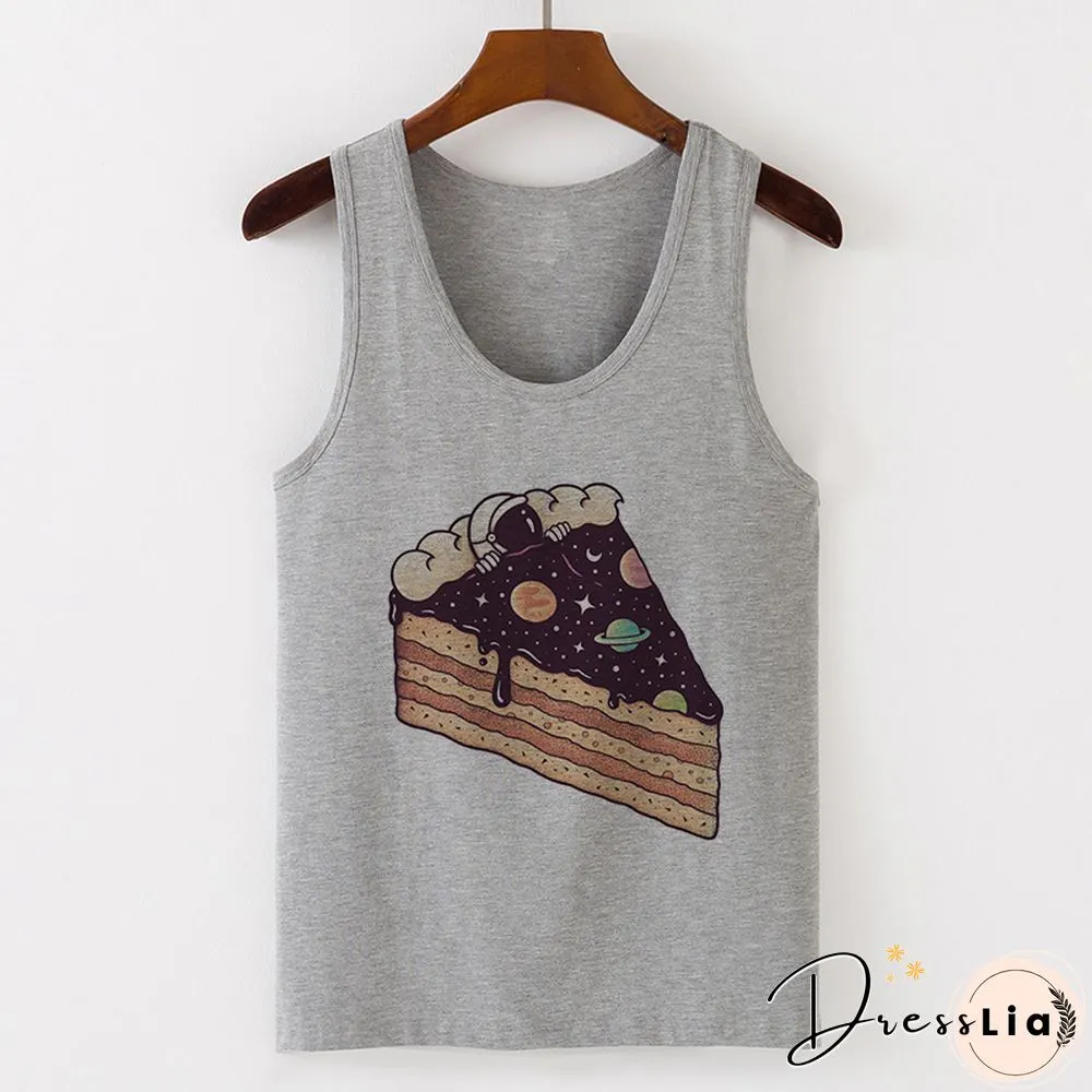 Womens Sexy Vest Tank Tops T-Shirt Summer Camisole Universe Print Fashion Streetwear