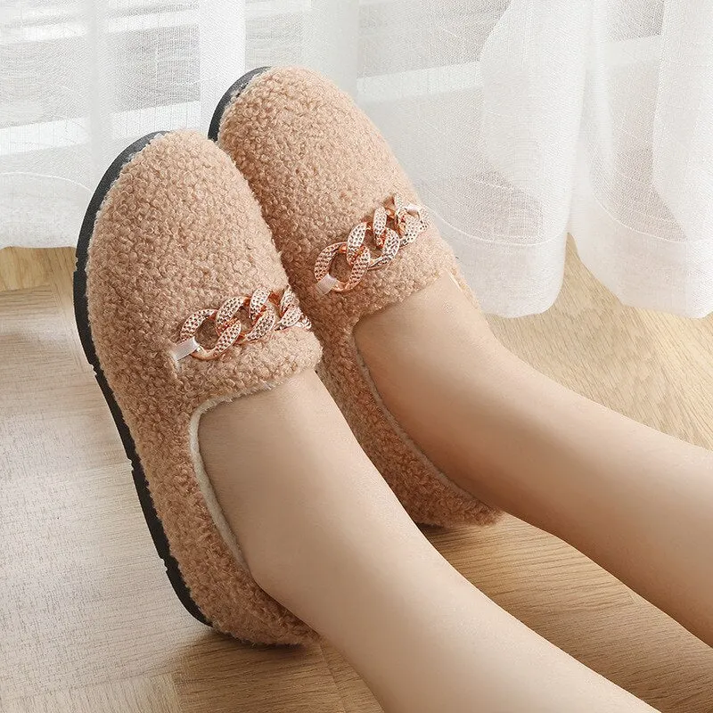 2021 Winter Warm Slippers Shoes cotton Slipper Lovely Home Floor Soft Stripe Slippers Female Shoes Small size
