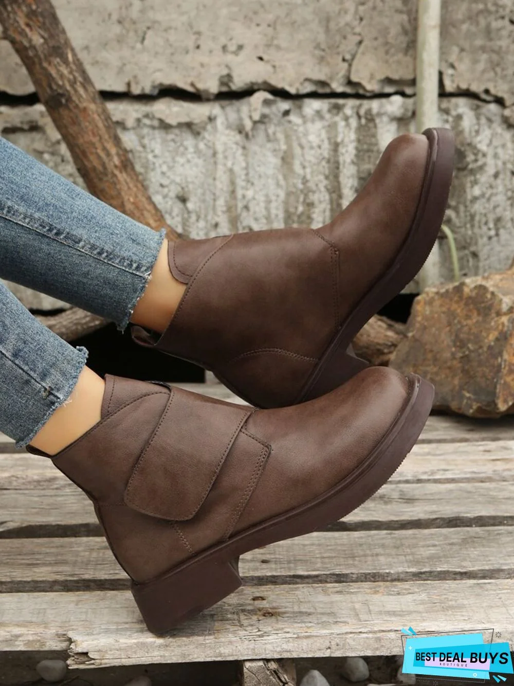 Vintage Hook-and-loop Fastener Combat Boots