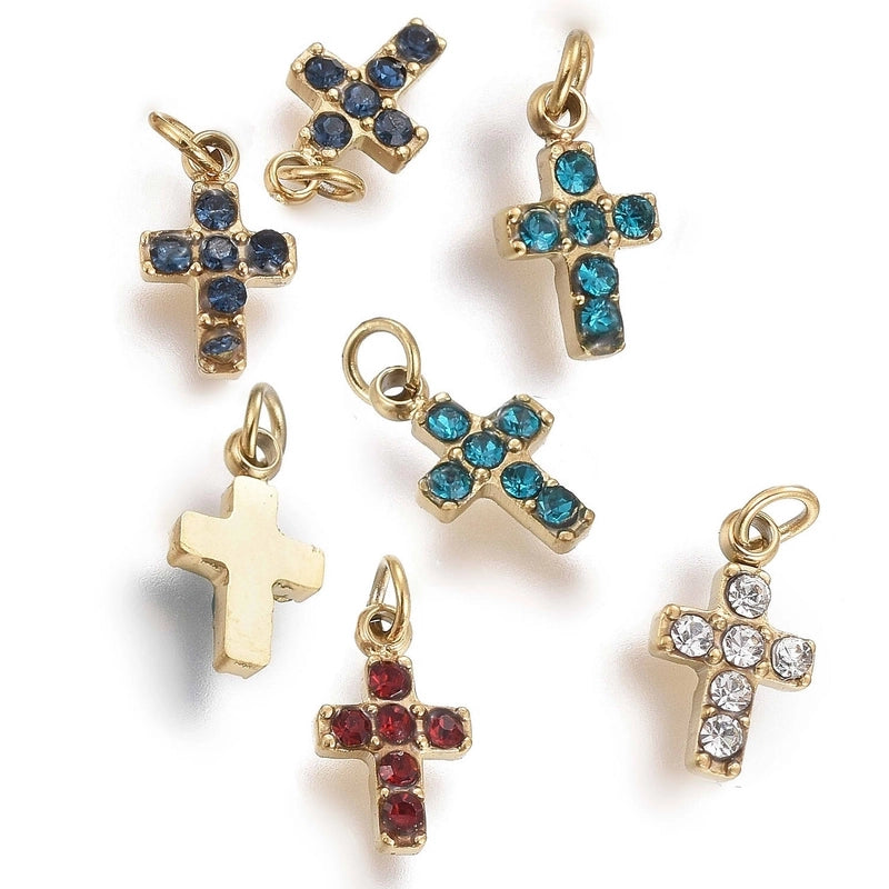 1 Piece 5*9mm Titanium Steel Zircon Cross Pendant Jewelry Accessories