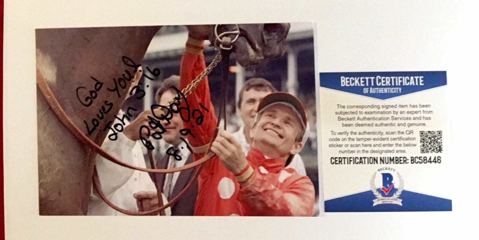 Pat Day Signed 4x6 Photo Poster painting Beckett BAS COA Horse Racing Jockey Kentucky Derby Auto