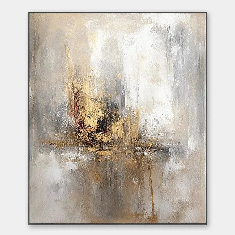 GOLDEN ABSTRACT: Textured Abstract Painting, Vertical Wall Art（Canvas painting）