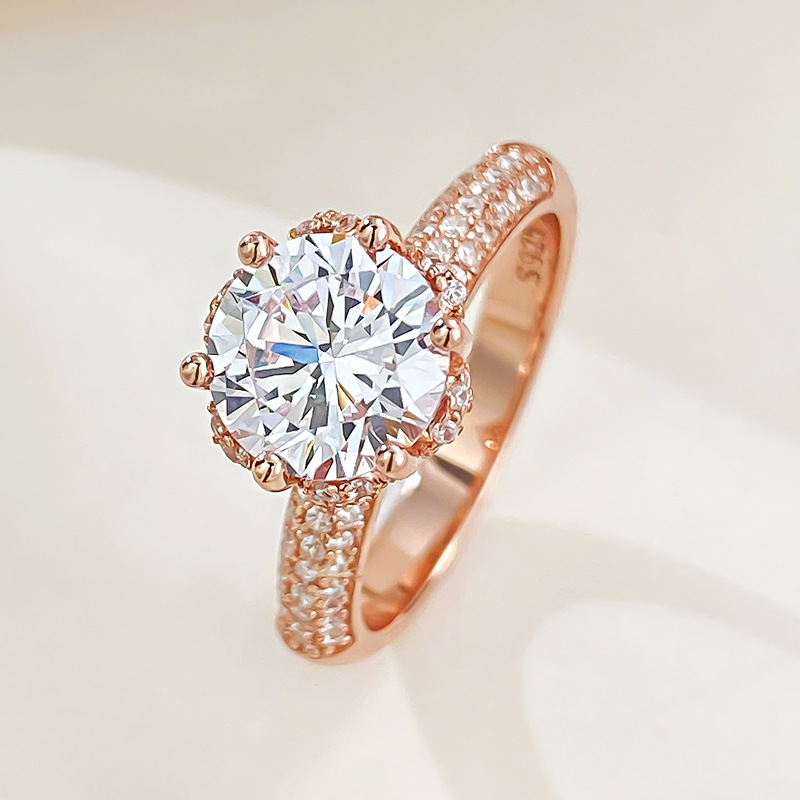 MIKAMU Jewelry 2024 New Arrival: 925 Silver 8.0mm Zirconia Diamond Flower Ring for Women - Fashionable and Exquisite Wedding Ring