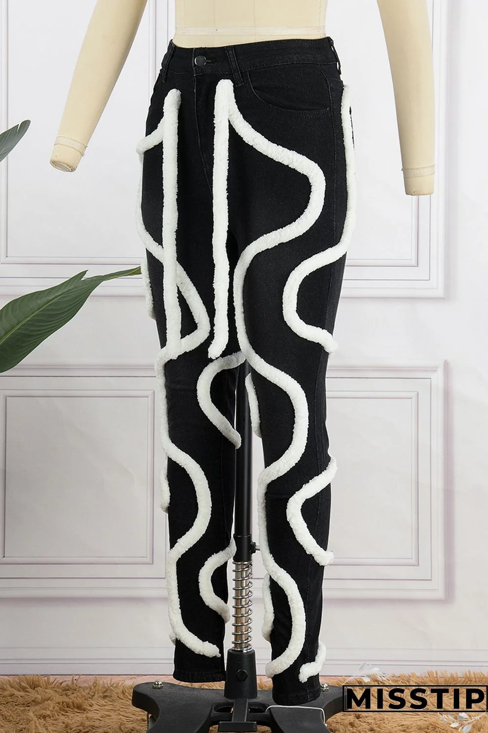 Light Blue Casual Solid Patchwork Mid Waist Regular Denim Jeans