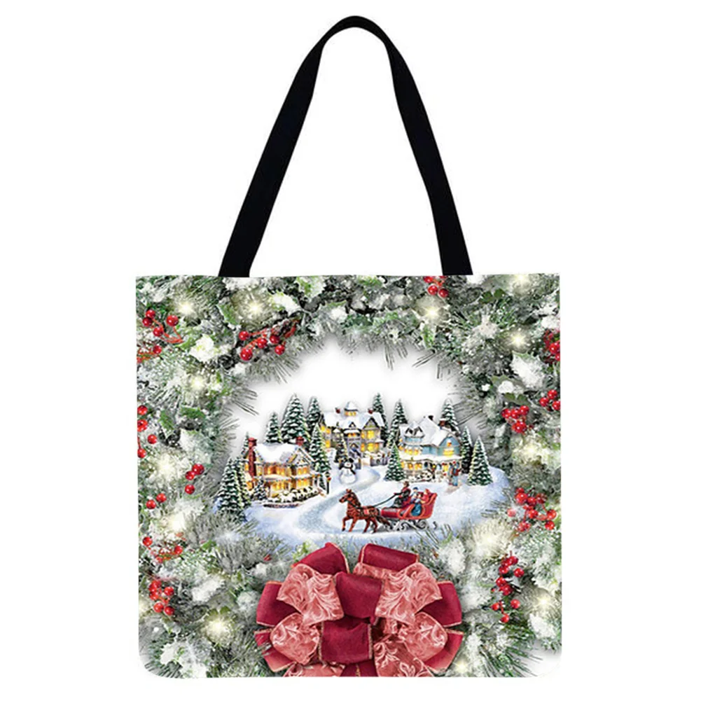 Linen Tote Bag-Christmas