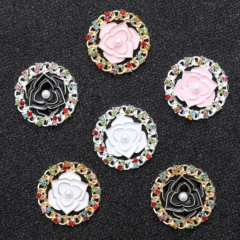1 Piece 27*27mm Alloy Rhinestones Flower DIY Accessories Jewelry Accessories
