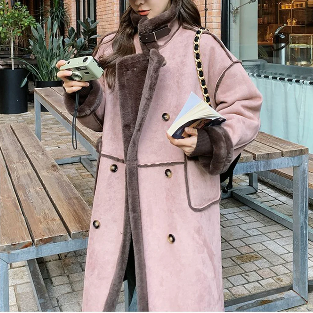 Women's Winter Lambswool Coat With Velvet And Thick Fur Mid-length