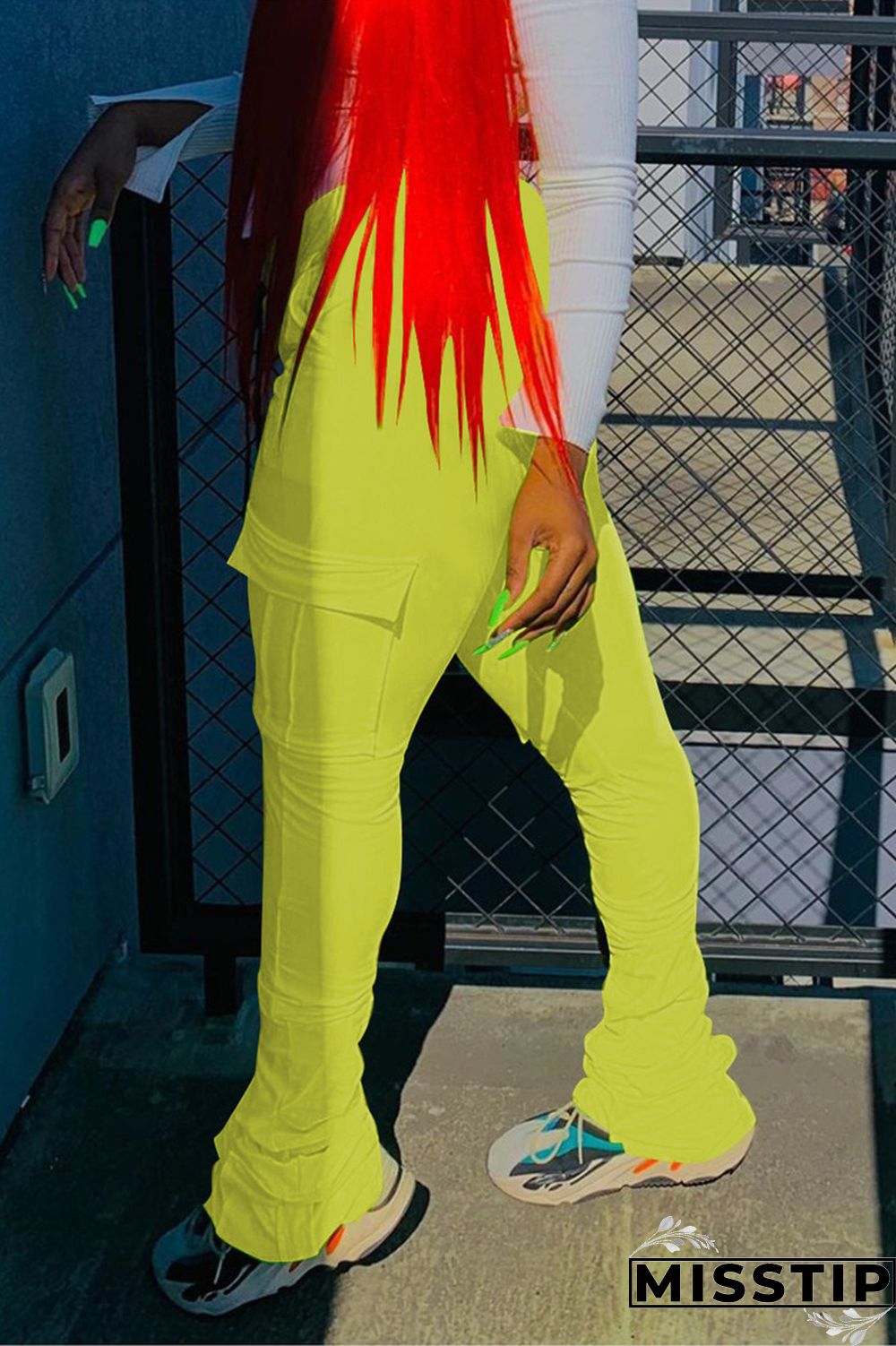 Orange Fashion Casual Pleated Sports Trousers