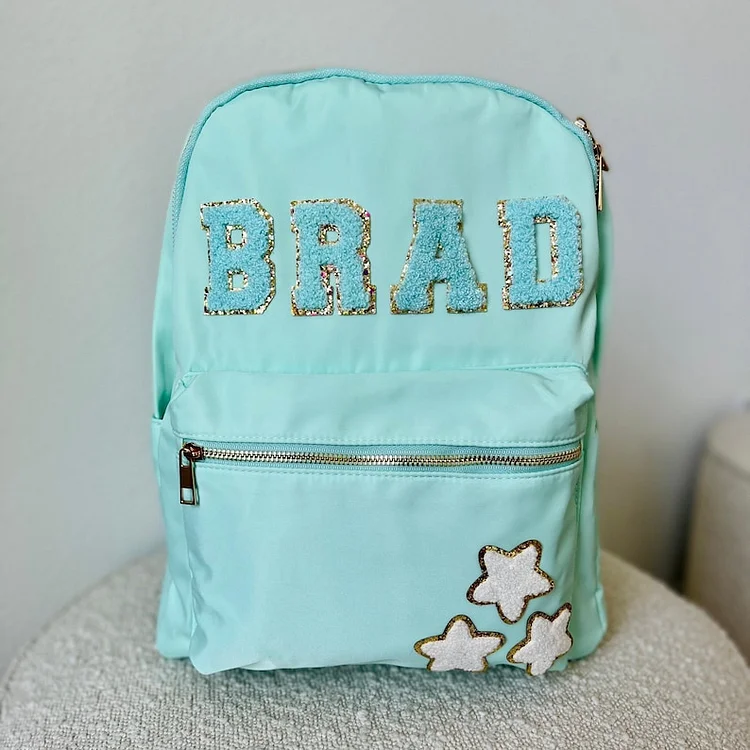 Personalized Cute Backpack with Iron on Chenille Letter Back To School –  Giftsparkes