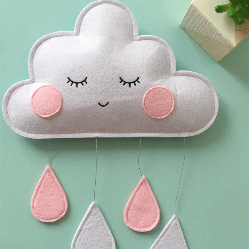 Ins Felt Cloud Raindrop Pendant Wall Hanging Ornaments Nordic Style  Kids Room Decorations Baby Tent Nursery Decor Photo Props
