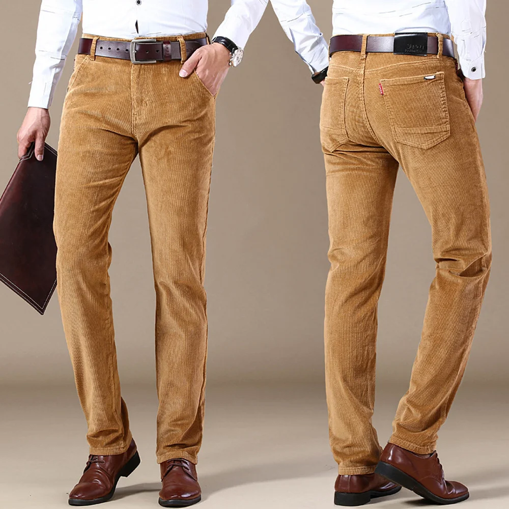 Smiledeer New Men's Fashion Slim Fit Corduroy Pants
