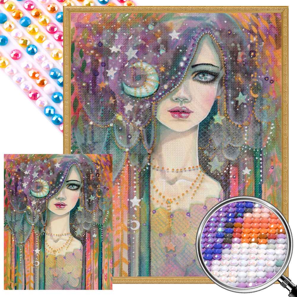 Half-Masked 40*50cm(picture) full round drill diamond painting 3 to 5 colors of AB drills