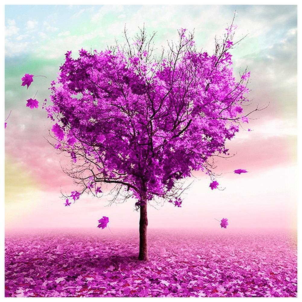Partial Special Shaped Diamond Painting Purple Heart Tree