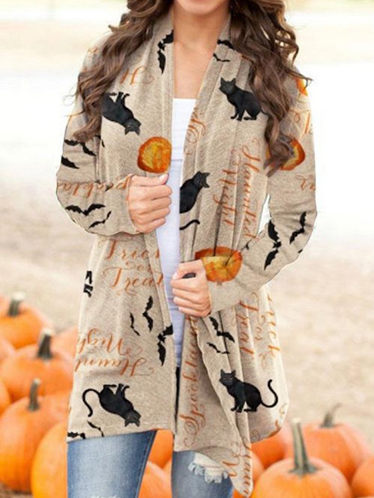 Halloween Digital Print Casual Cardigan Jacket-Mayoulove
