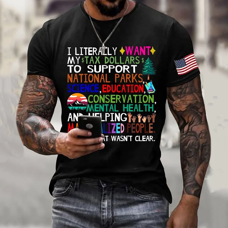 Men's Support National Parks Printed Round Neck T-shirt