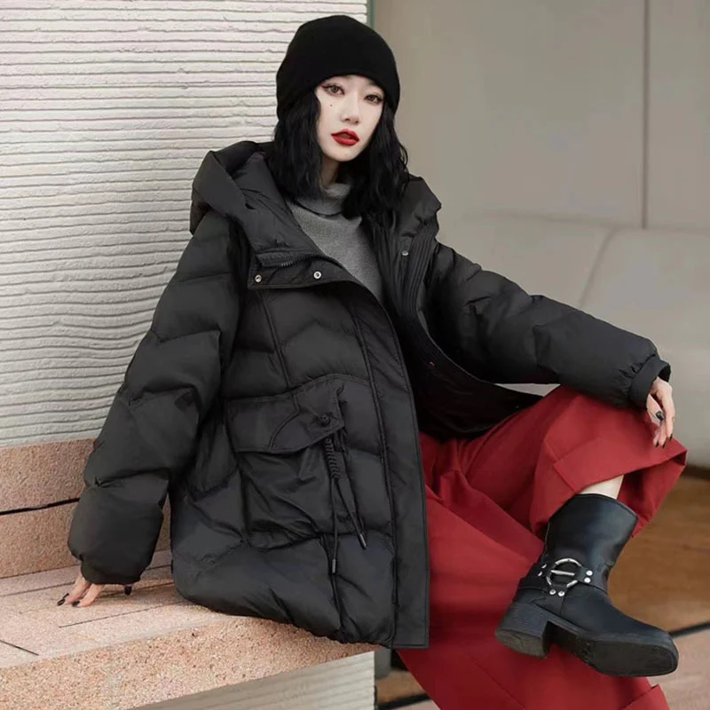 Woherb Retro In The Long Down Jacket Female 2024 Winter Fashion Design Sense Hemp Flower Tassel Warm White Duck Down Coat Tide-Outfit Ideas