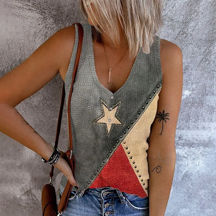 Women's Star Independence Day Printed Casual Tank Top