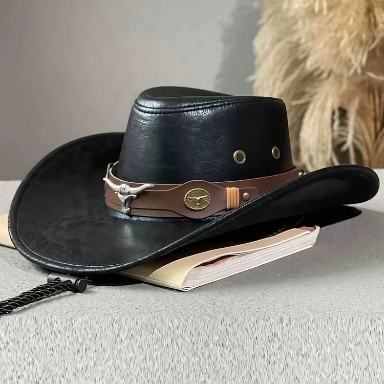 Trendy Leather Cowboy Hat 