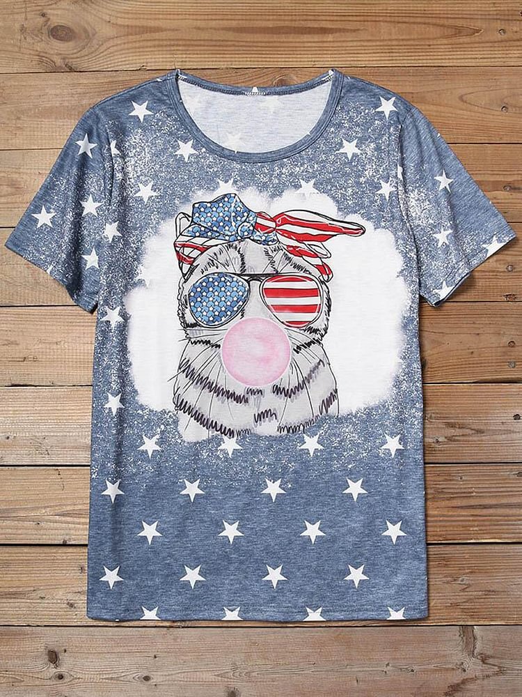 Bestdealfriday American Flag Meowica Cat T-Shirt Tee 9587938