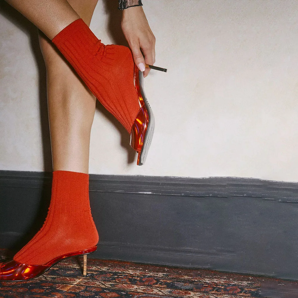 Simple Red Patent Leather Stiletto Heel Open-Toe Slide Sandals