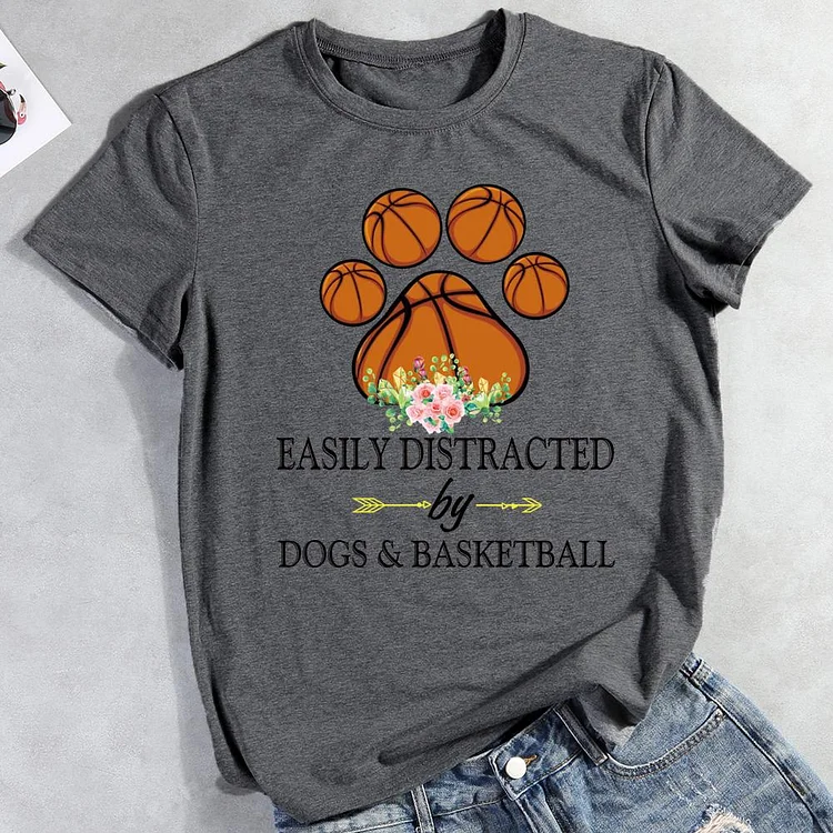 AL™ Easily distracted by dogs and basketball  T-Shirt-011584-Annaletters