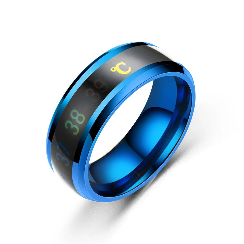 European And American Fashion New Style Smart Temperature Sensing Couple Ring Ecg Display Temperature Ring Source New Style Customization