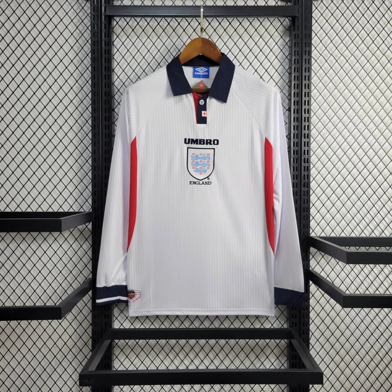 Retro England 1998 Home Stadium Long Sleeve Jersey