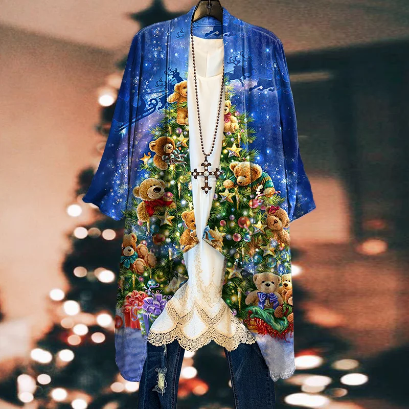 Christmas Gifts Teddy Bear Christmas Tree Patterns Cardigan