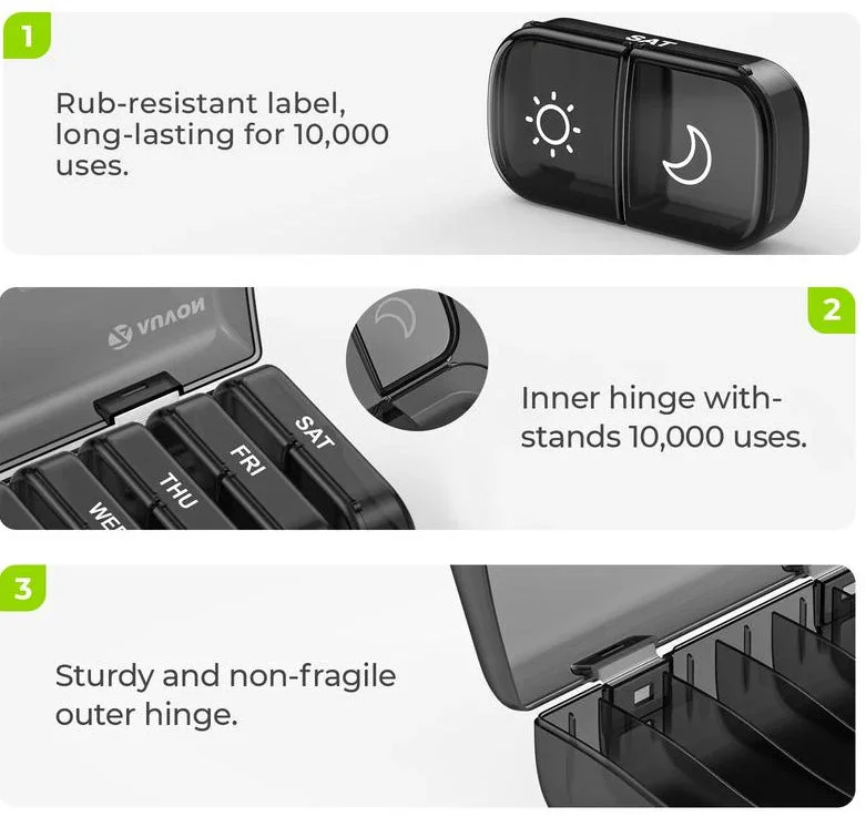 AM PM Weekly Pill Organizer &ndash; Travel-Friendly, Large Capacity & BPA-Free