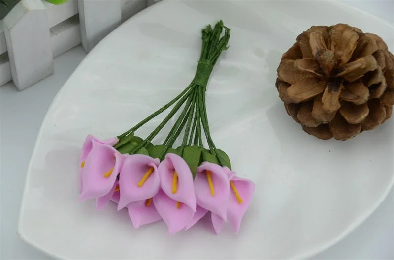 24pcs Real touch PE  Mini Calla lily artificial flowers Heads wedding decoration Multicolor Handmade DIY Scrapbooking