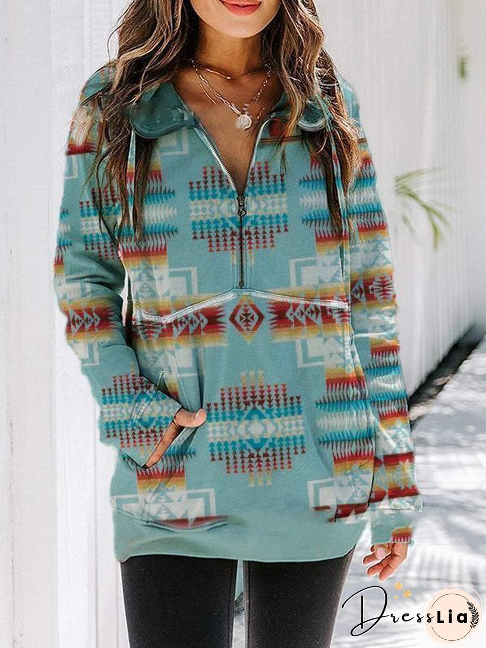 Autumn Zipper Pullover Pattern Top