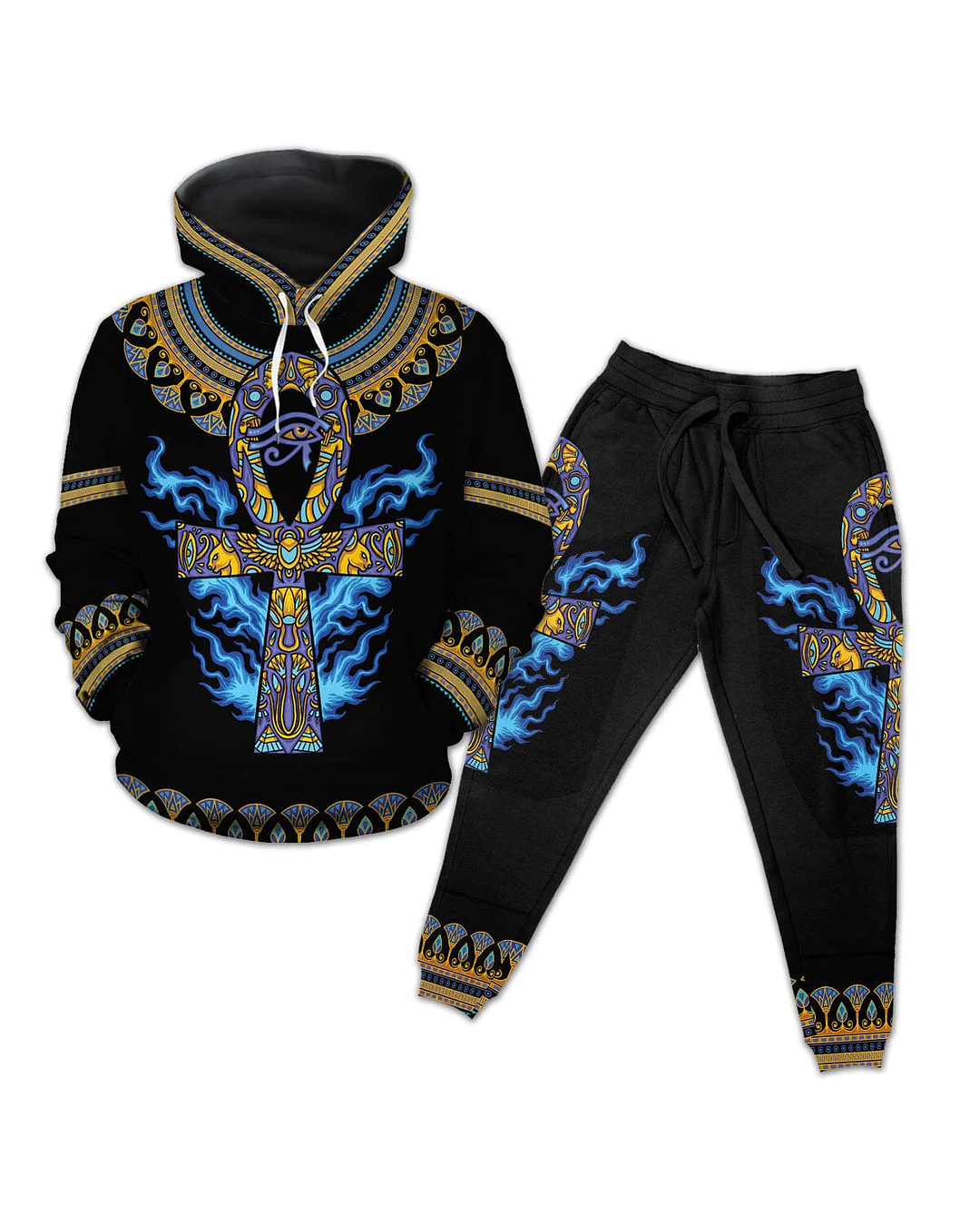Ankh Ft Eye Of Ra All-over Hoodie And Joggers Set