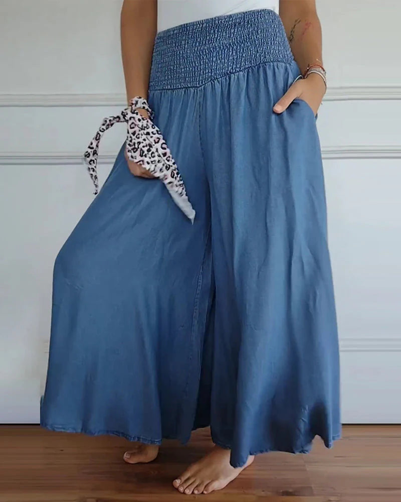 Wide Skirt with Elastic Waistband