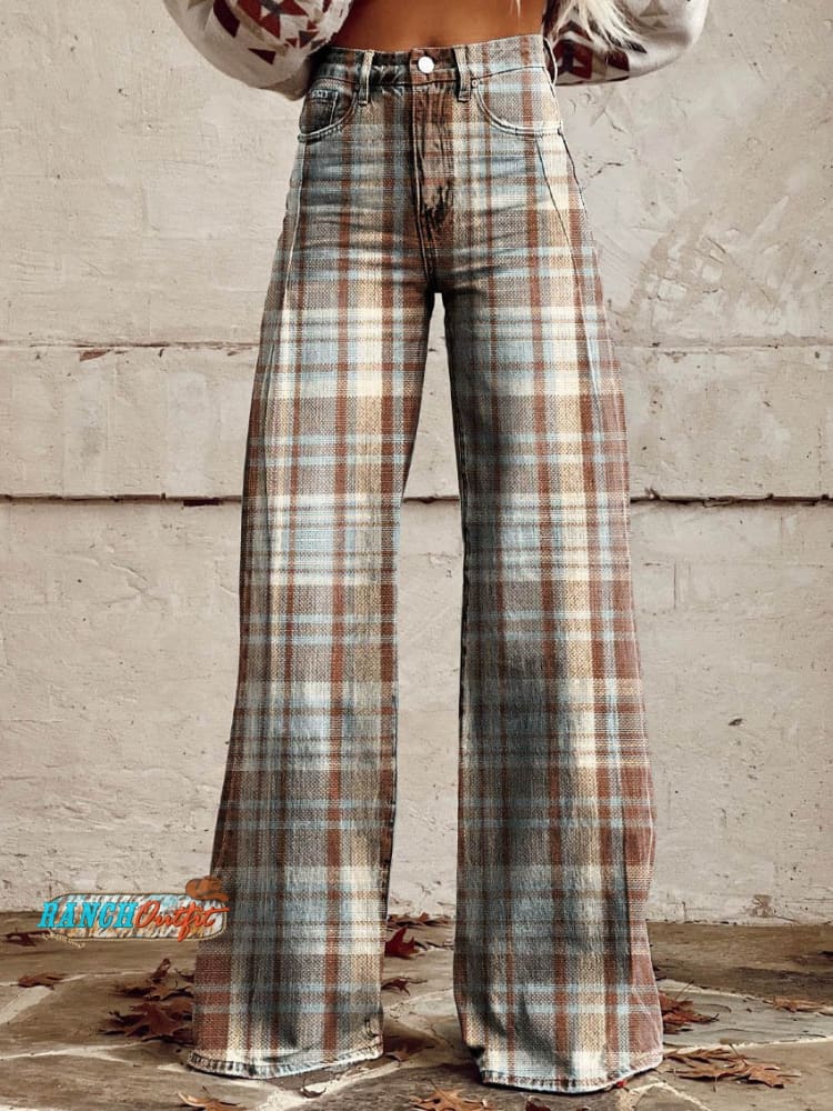 Women’s Tartan Casual Wide Leg Pants Multicolor / S