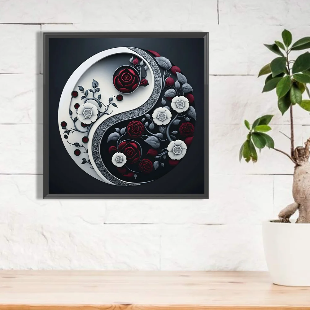 Diamond Painting - Full Round Drill - Yin Yang Flower(30*30cm)