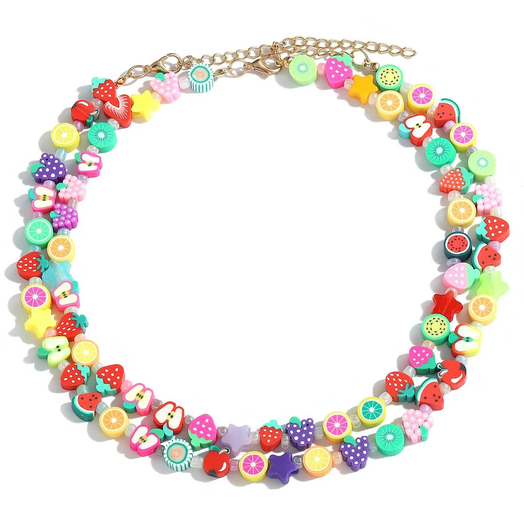 Dvacaman Boho Colorful 2pcs/set Beads Chain Necklace Trendy Ethnic Multi Layer Beaded Choker Necklace for Women Party Jewelry